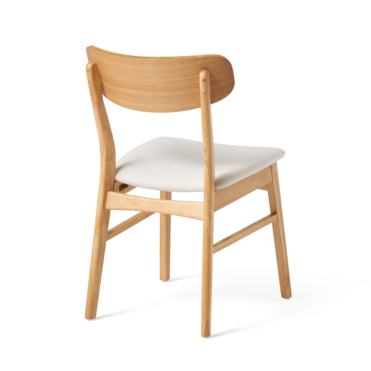 Set of 2 Dining Chairs - Upholstered Seat, Rubberwood Legs