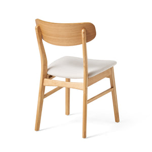 Set of 2 Dining Chairs - Upholstered Seat, Rubberwood Legs