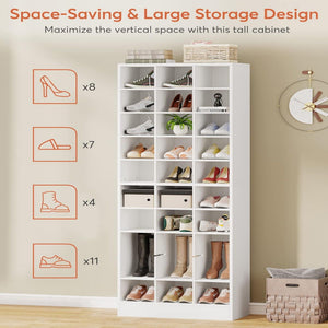 10 Tier Shoe Storage Cabinet With 30 Cubbies
