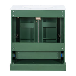 Bathroom Vanity With Sink, 1 Divided Drawer And 2 Soft Close Doors With Double Shelf