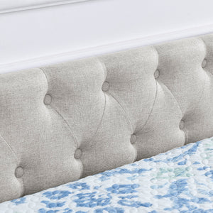Upholstered Tufted Daybed With Drawers, Waved Arms