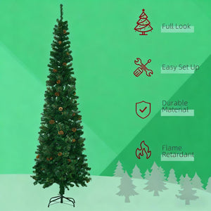 Slim Pine Needles Xmas Tree - 7.5 Foot Pencil Christmas Tree
