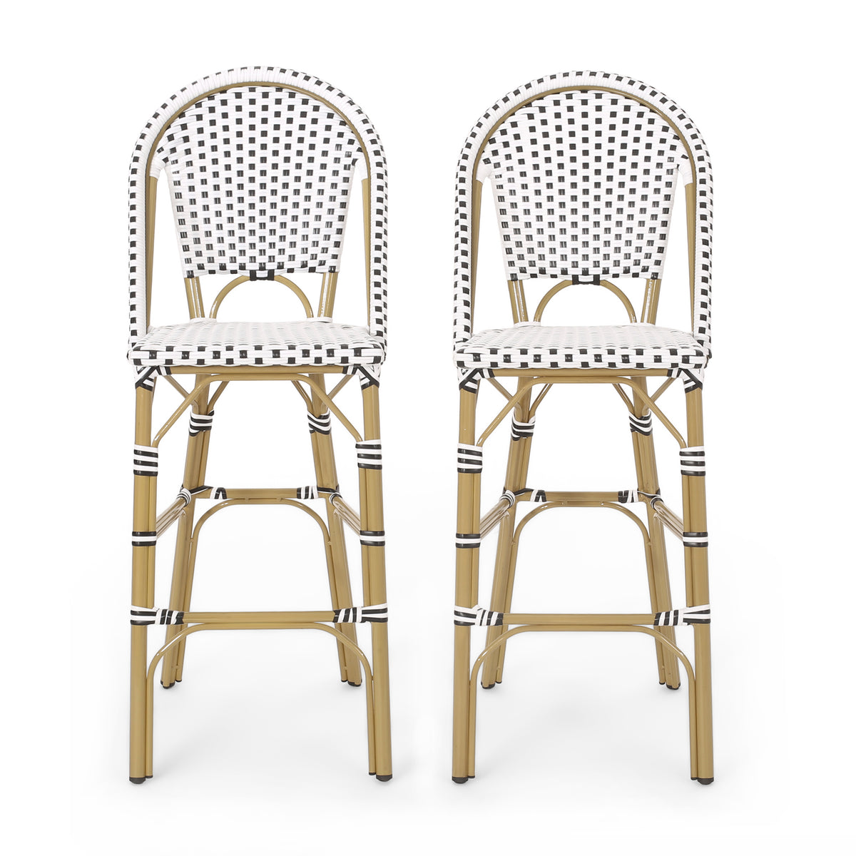 29.5" Outdoor PE Rattan French Barstool