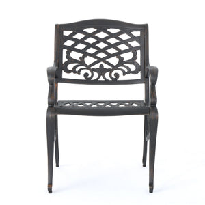 Luminea - Outdoor Aluminum Dining Chair With Scroll Design, Lattice Pattern And Cabriole Legs - Copper