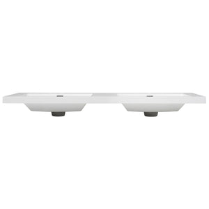 Vanity Top With Undermount Rectangular Double Sinks, Faucet Holes - White