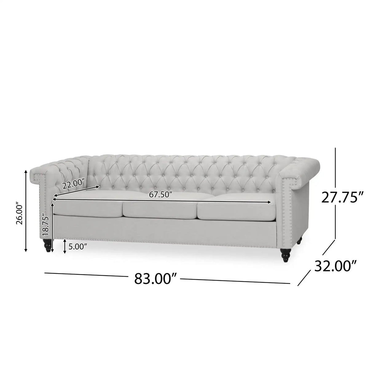 Chesterfield Style 3 Seater Sofa With Deep Button Tufting - Best Buy Furniture