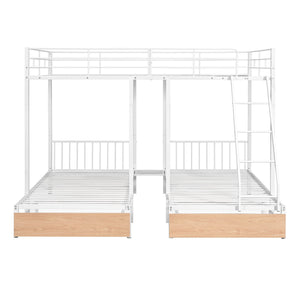 Triple Bunk Bed With Drawers And Guardrails