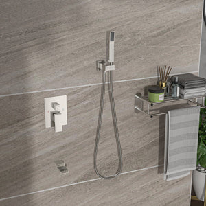 16" Ceiling Mount Square Shower System With Waterfall Tub Spout And Rough In Valve