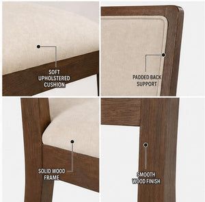 Set of 2 Compact Rubber Wood Dining Chairs