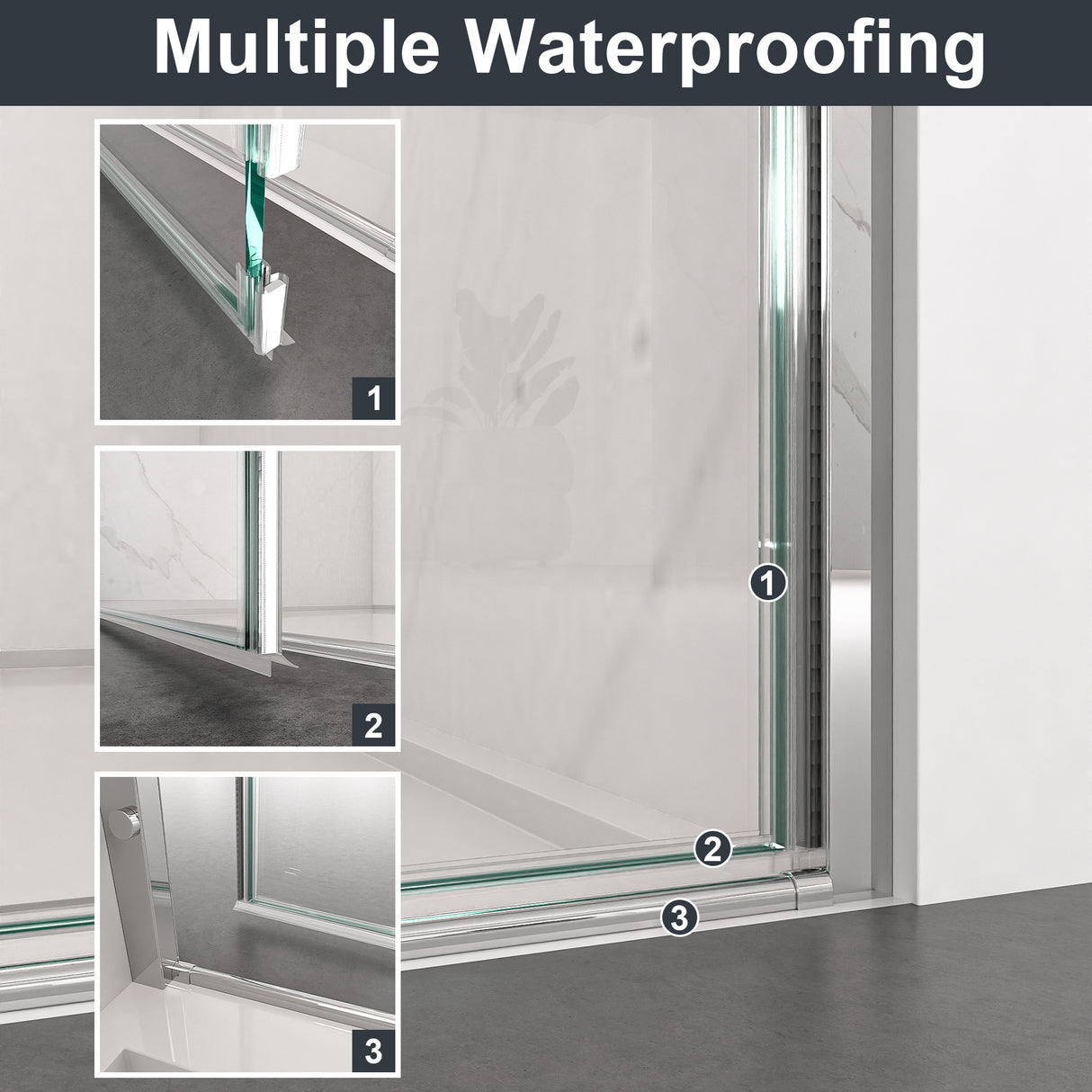 32"W x 72"H Frameless Circular Pivot Shower Door