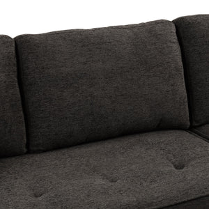 Modern L-Shape 3 Seat Reversible Sectional Couch, Pull Out Sleeper Sofa With Storage Chaise And 2 Stools For Living Room Furniture Set