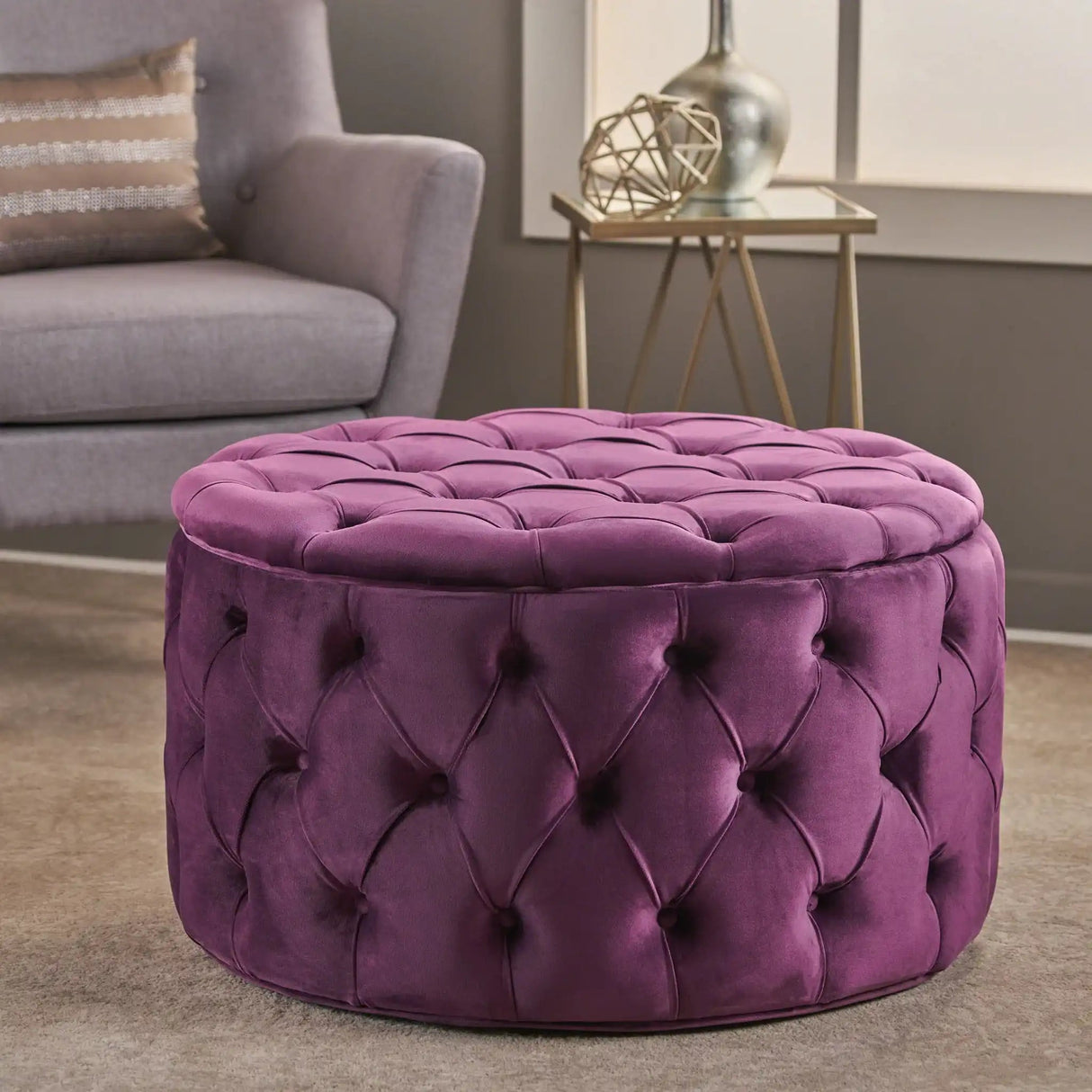 Modern Glam Ottoman Velvet - Best Buy Furniture