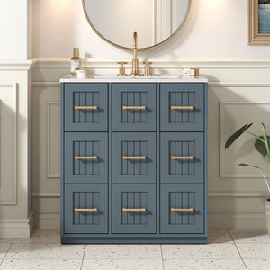 Bathroom Vanity With Undermount Sink, Soft-Close Doors, Drawers, Ceramic Sink