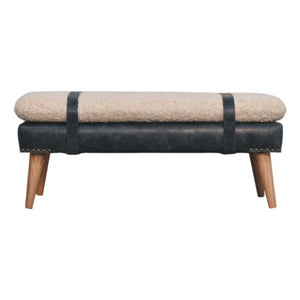Boucle x Leather Upholstered Bench, Nordic Legs