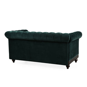 Chesterfield Loveseat Sofa, 2 Person Rolled Arm Upholstered Couch