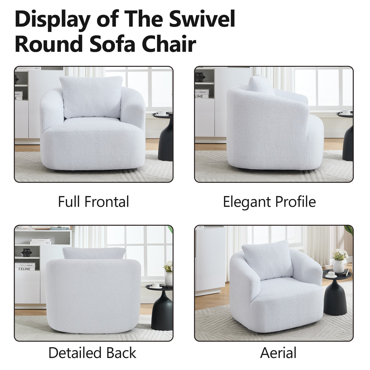 360° Swivel Round Upholstered Comfy Chair