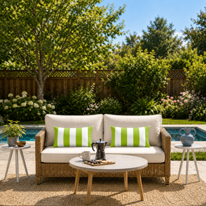 2 Pack Outdoor Lumbar Pillow Covers - 12x20 Inch