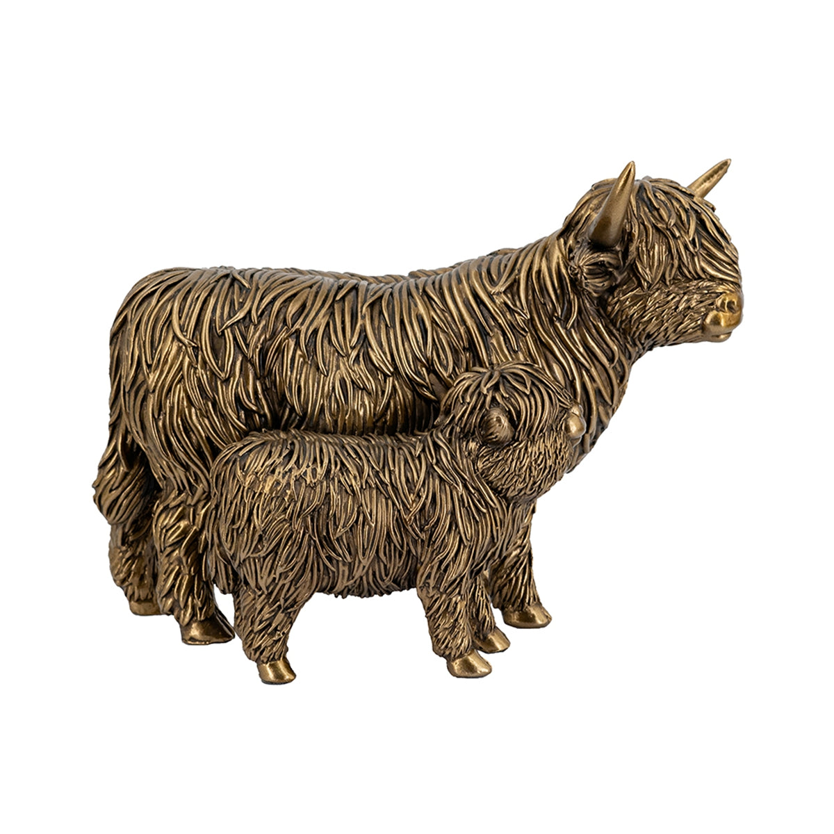 Lifelike Polyresin Highland Cow and Calf Statue