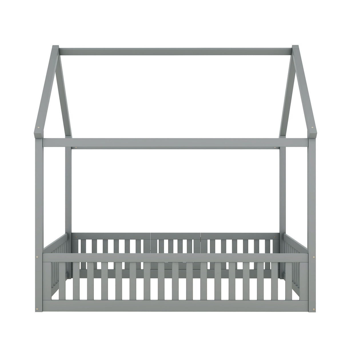 Wood House Bed With Fence And Door