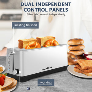 4-Slice Extra Wide Long Slot Toaster (Silver, 1500W)