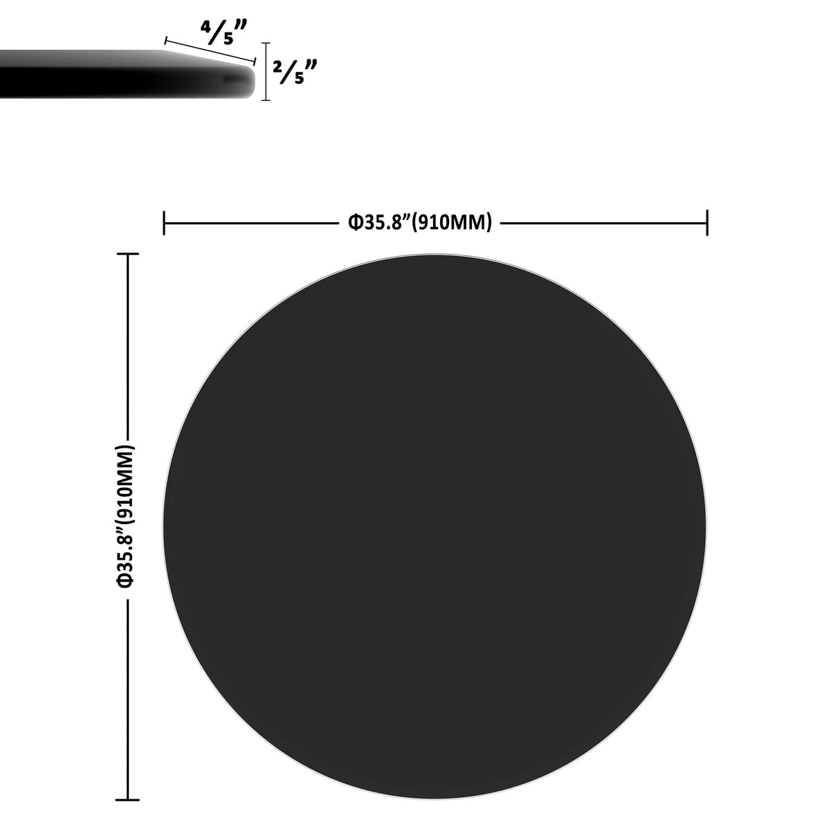36" Round Tempered Glass Table Top Glass Thick Beveled Polished Edge