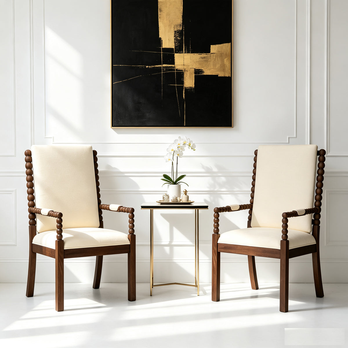 Set of 2 Rubber Wood Dining Chairs