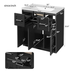 Bathroom Vanity With Undermount Sink, Soft-Close Doors, Drawers, Ceramic Sink