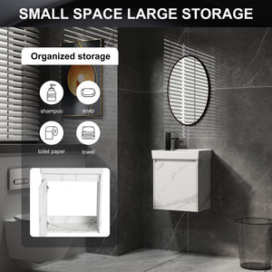 Modern Bathroom Vanity With Ceramic Basin, Wall Mounted Floating Sink Combo, Storage Cabinet