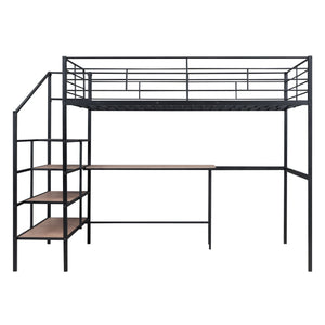 Loft Bed With Desk And Lateral Storage Ladder