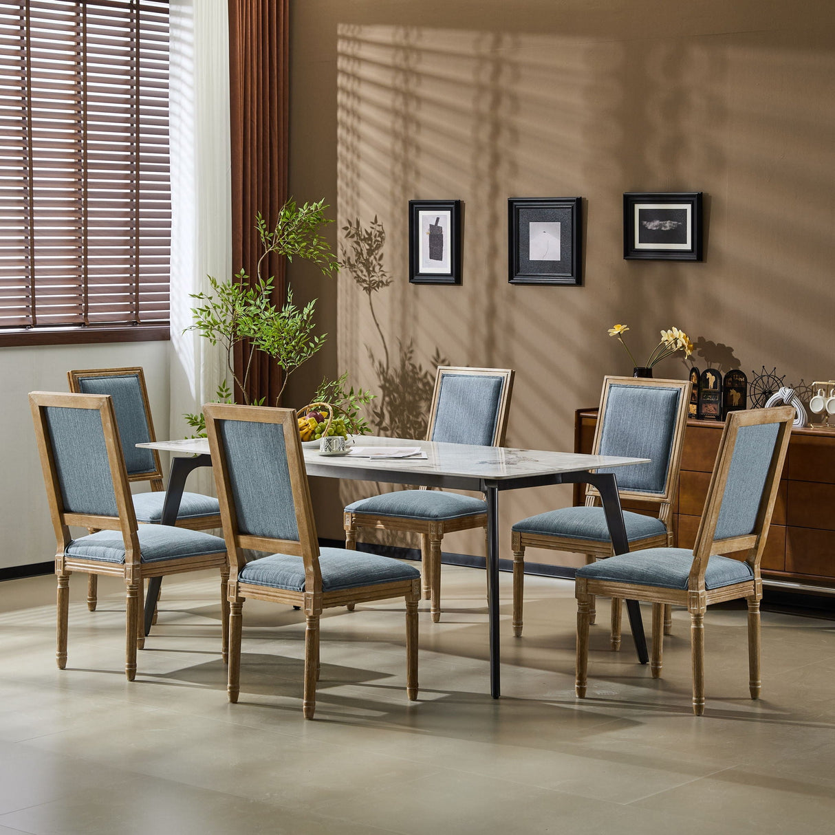 French Country Style Dining Chair With Upholstered Seating And Fluted Legs - Best Buy Furniture