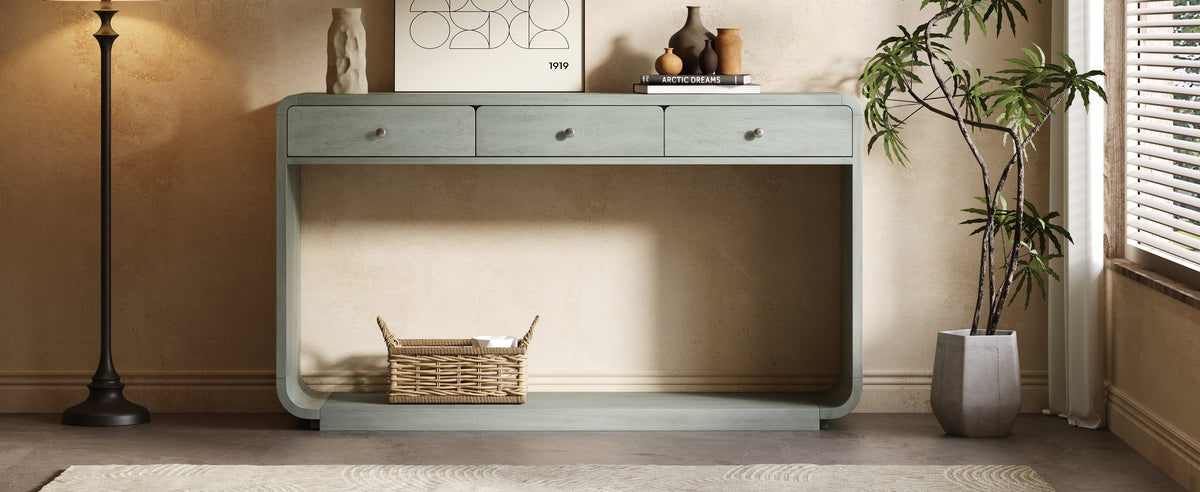 Antique-Style Console Table with 3 Storage Drawers