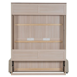 Queen Size Murphy Bed With Sofa And LED - Beige