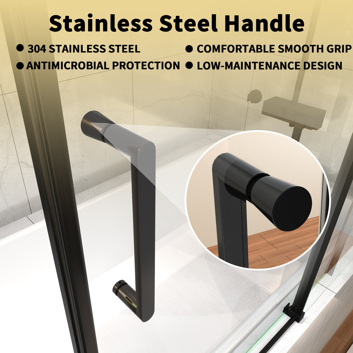 Mod Semi-Frameless Sliding Bathtub Door in Matte Black
