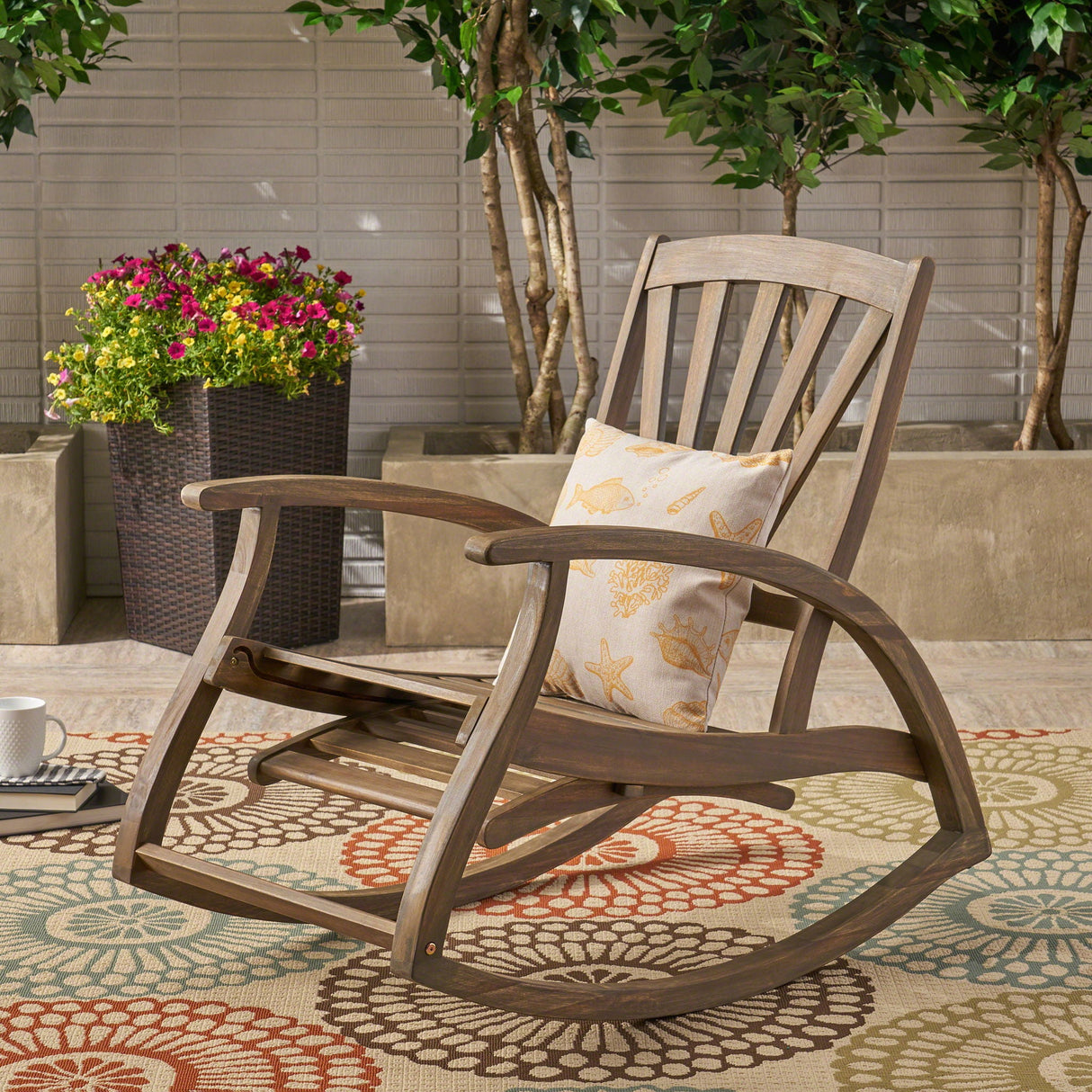 Outdoor Reclining Rocking Chair - Gray - Best Buy Furniture