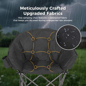 Oversized Camping Chair, Portable Folding Moon Chair with Side Pocket
