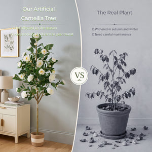 Artificial Camellia Tree 5-FT Faux Plants Indoor