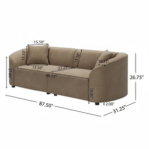 87" Curved Contemporary Sofa in Brown