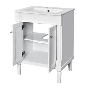 Bathroom Vanity With Top Sink, 2 Tier Storage Cabinet
