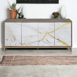 Paavan - Console Cabinet - White / ChampagneChampagne - Best Buy Furniture