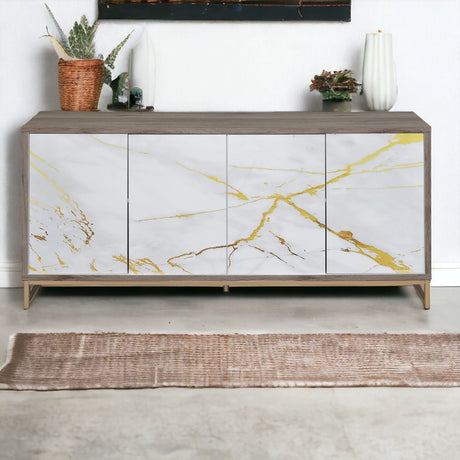 Paavan - Console Cabinet - White / ChampagneChampagne - Best Buy Furniture