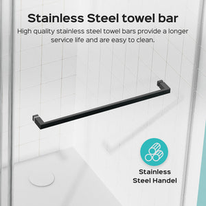 Frameless Double Sliding Shower Door In, Thick Tempered Glass, Reversible Installation