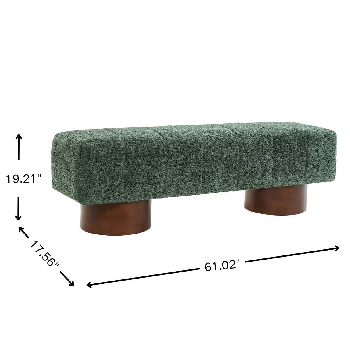 Green Boucle Upholstered Indoor Dining Bench