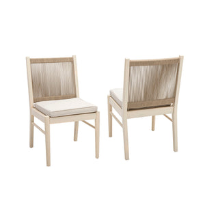 Cordoba - Dining Chair (Set of 2) With Acacia Wood Frame And Water Repellent Fabric - Beige / Yellow - Best Buy Furniture