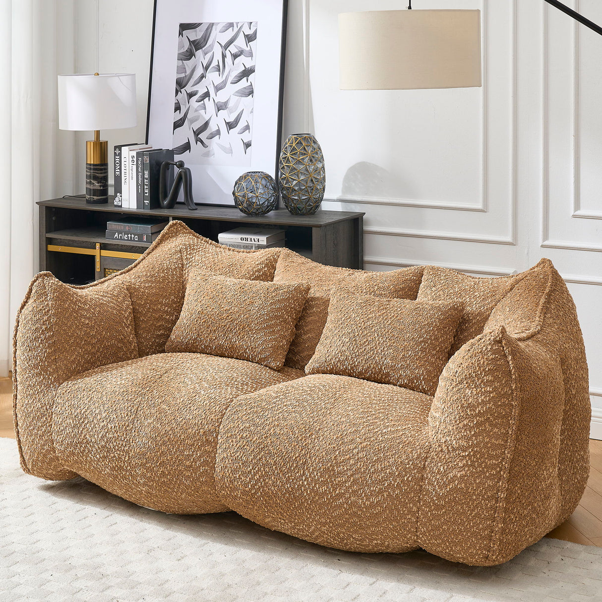 Comfortable Dual Beanbag Chair With High Resilience Foam Core For 2 People