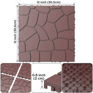 New Stone Texture 12" Patio Deck Tiles, 44pcs