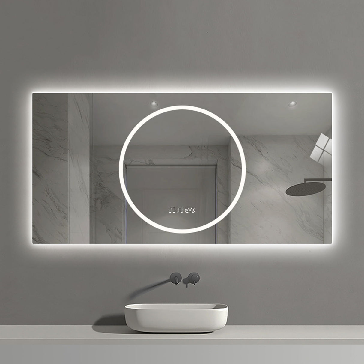 LED Vanity Mirror With Anti Fog & Dimmable Lights, Wall-Mounted - Antique Silver
