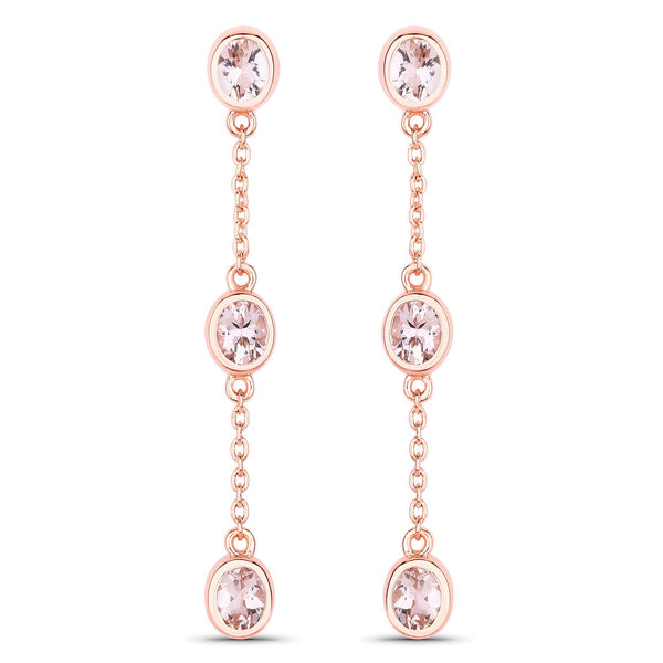 1.62 Carat Genuine Morganite .925 Sterling Silver Earrings