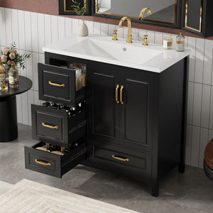 Bathroom Vanity With Sink, Soft Closing Doors & Drawers, Metal Handles - Best Buy Furniture