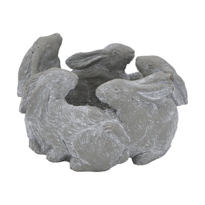 5 Bunny Cement Planter with Playful Bunny Design - Cement