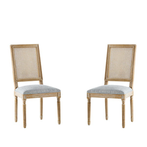 French Country Dining Chair With Rectangular Cane Backrest And Smooth Upholstered Seating - Best Buy Furniture